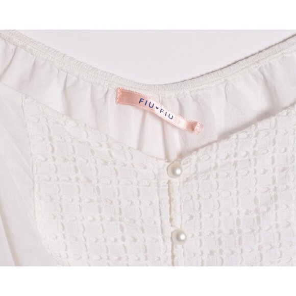Fiu Fiu Womens Button Up Crop Top Blouse White - Picture 5 of 6